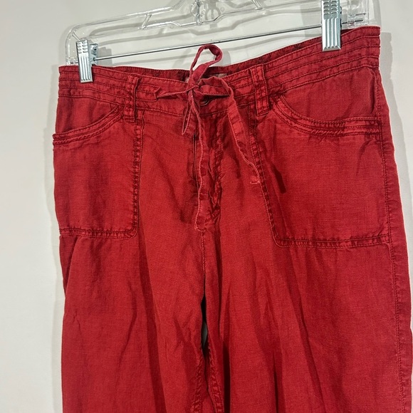 The Territory Ahead Women’s Linen-Cotton Roll-Up Pants - Red - Size 8 - Picture 6 of 10